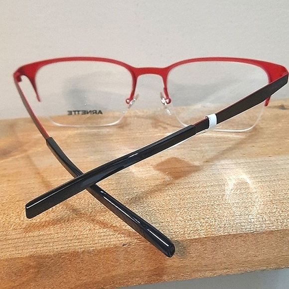 NEW Half Rim Rx'able Eyeglass Frame Lightweight metal red/black, ARNETTE glasses - Picture 2 of 6